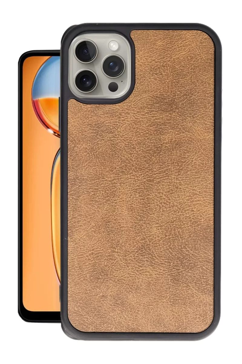 Newface Apple iPhone 14 Pro Max Kılıf Aras Deri Kapak - Taba