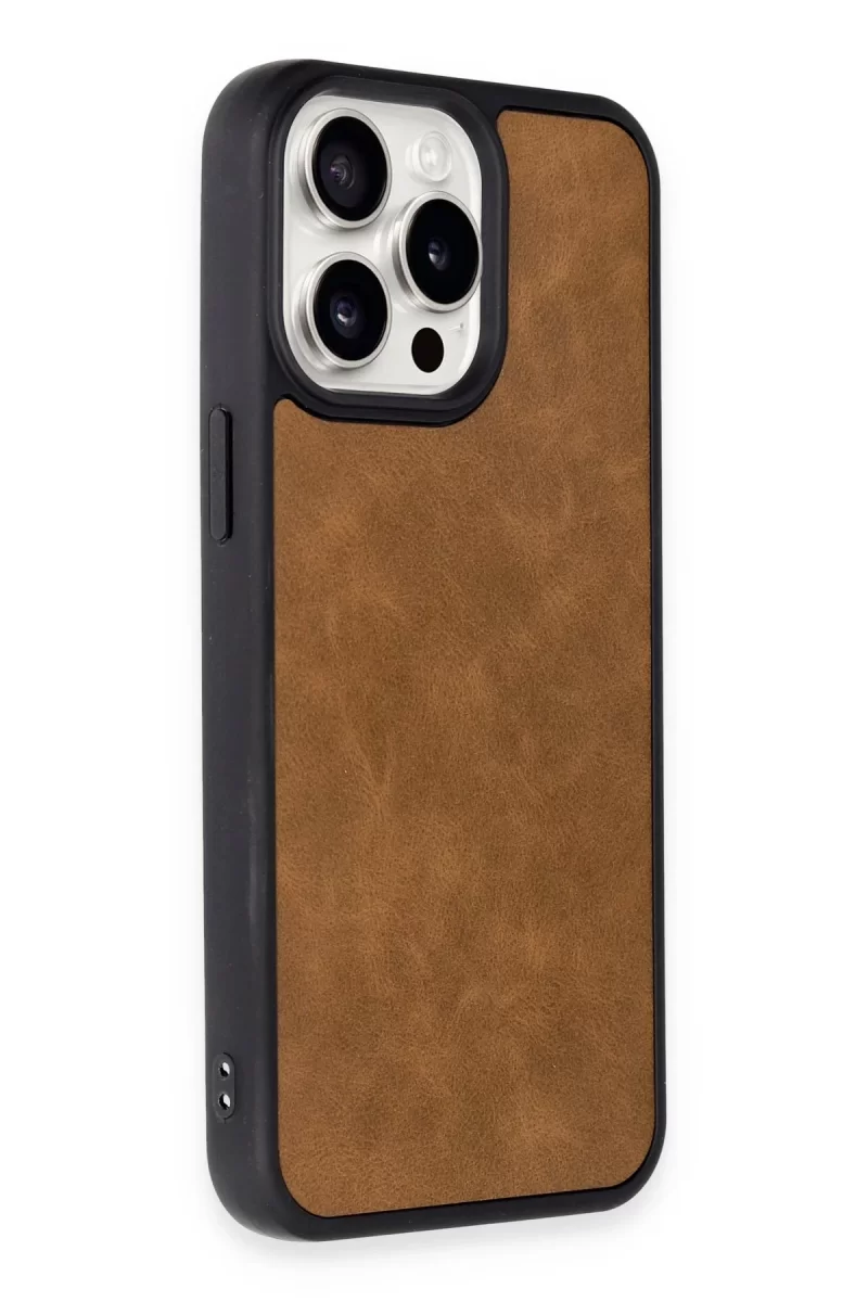Newface Apple iPhone 14 Pro Max Kılıf Aras Deri Kapak - Taba
