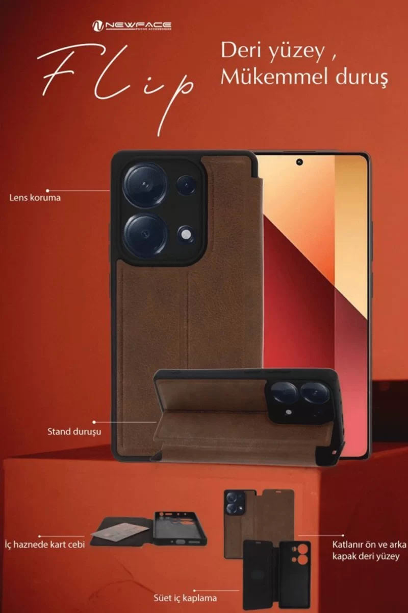 Newface Samsung Galaxy A35 5G Kılıf Flip Cover - Kırmızı