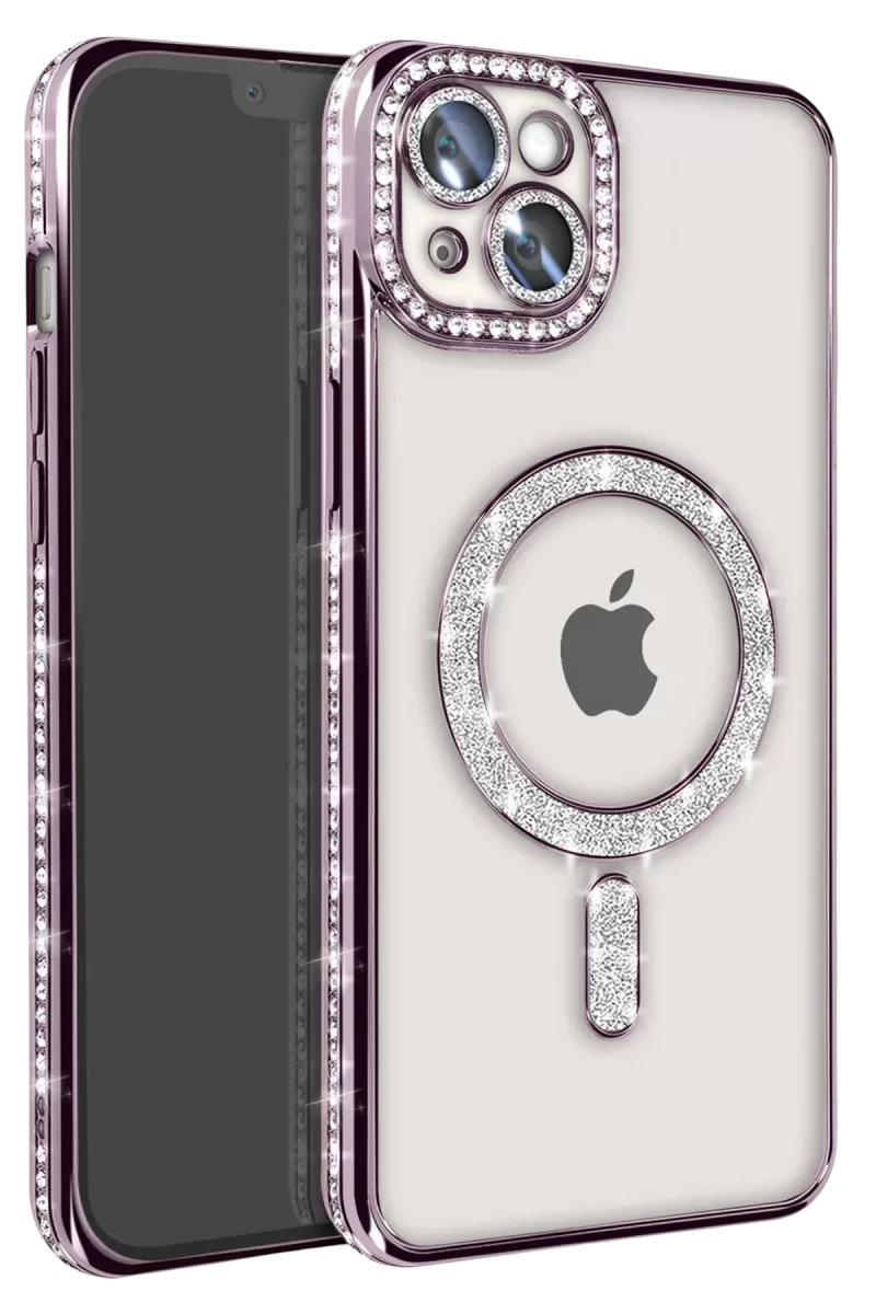 Newface Apple iPhone 14 Kılıf Joke Simli Magneticsafe Kılıf - Pembe