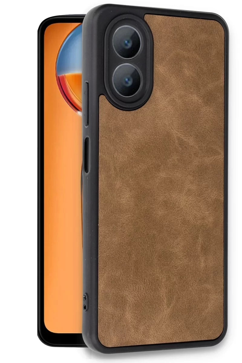 Newface Oppo A38 Kılıf Aras Deri Kapak - Taba