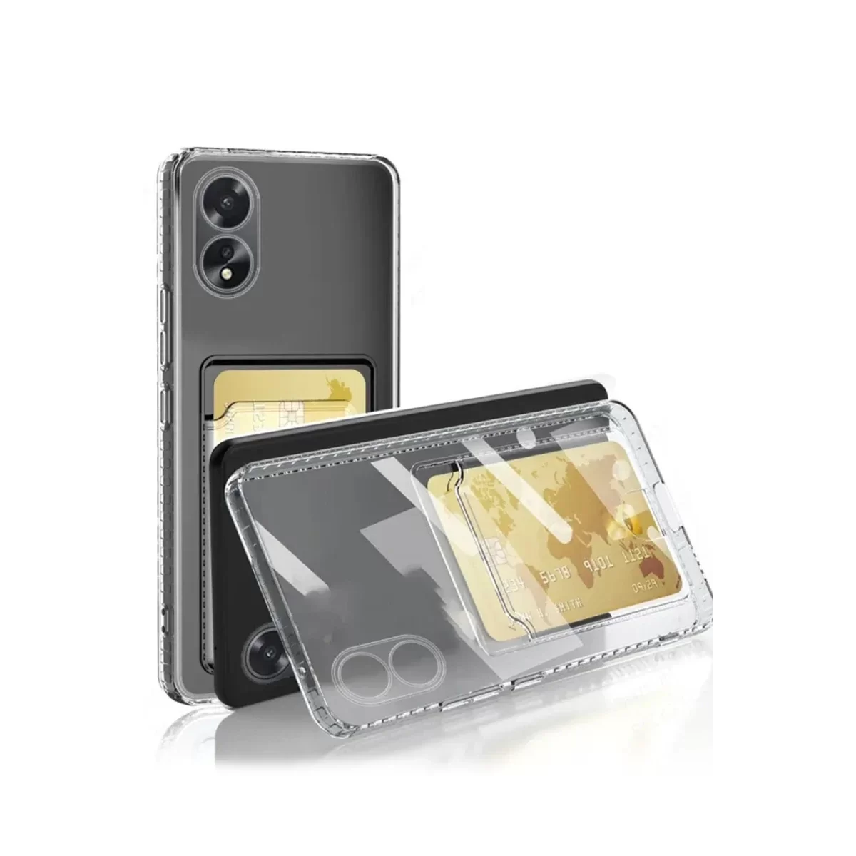 Newface Oppo A38 Kılıf Kart Şeffaf Silikon - Şeffaf