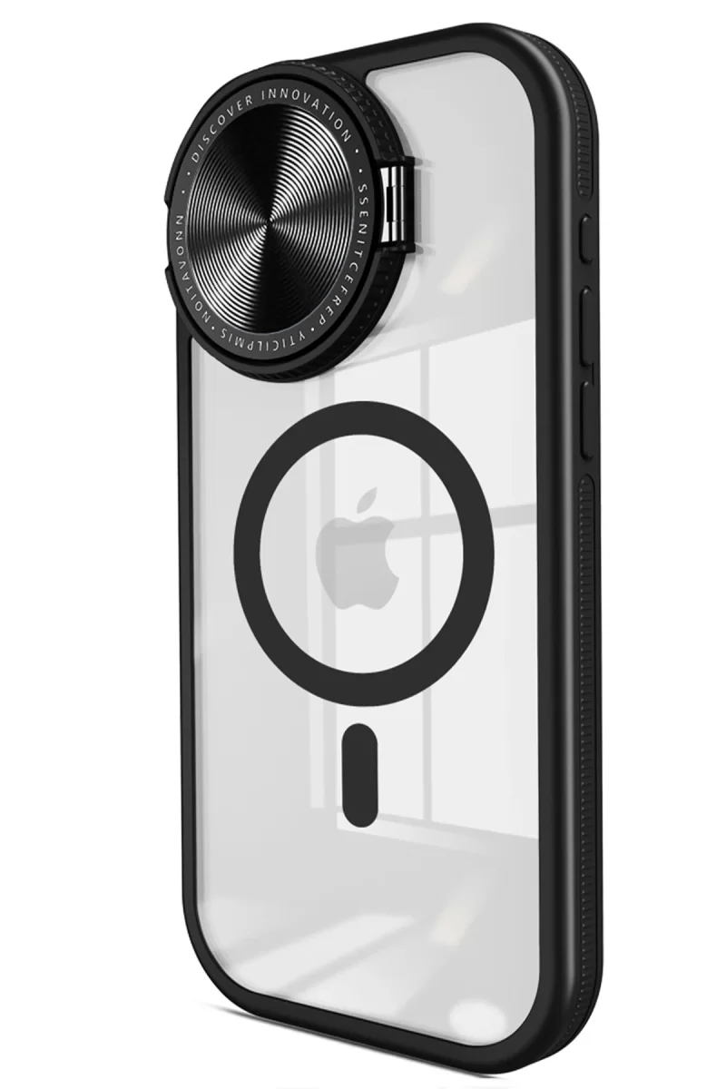 Newface Apple iPhone 15 Pro Max Kılıf Teleskop Lens Magsafe Silikon Kapak - Siyah