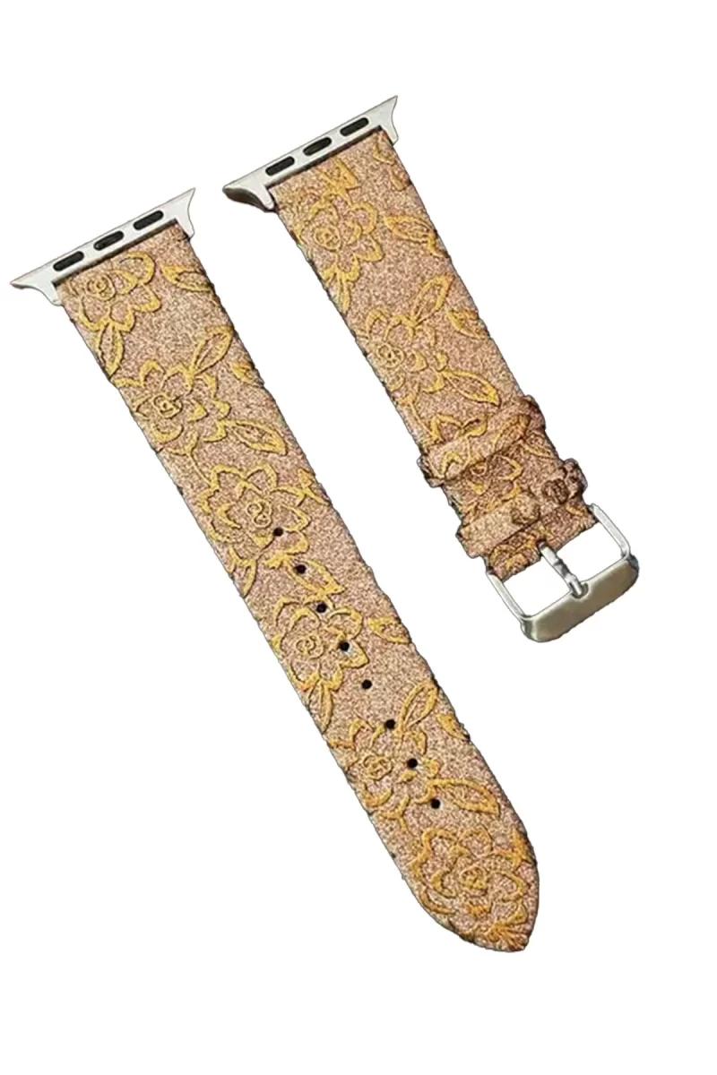 Newface Apple Watch 42mm Creeper Desenli Kordon - Gold