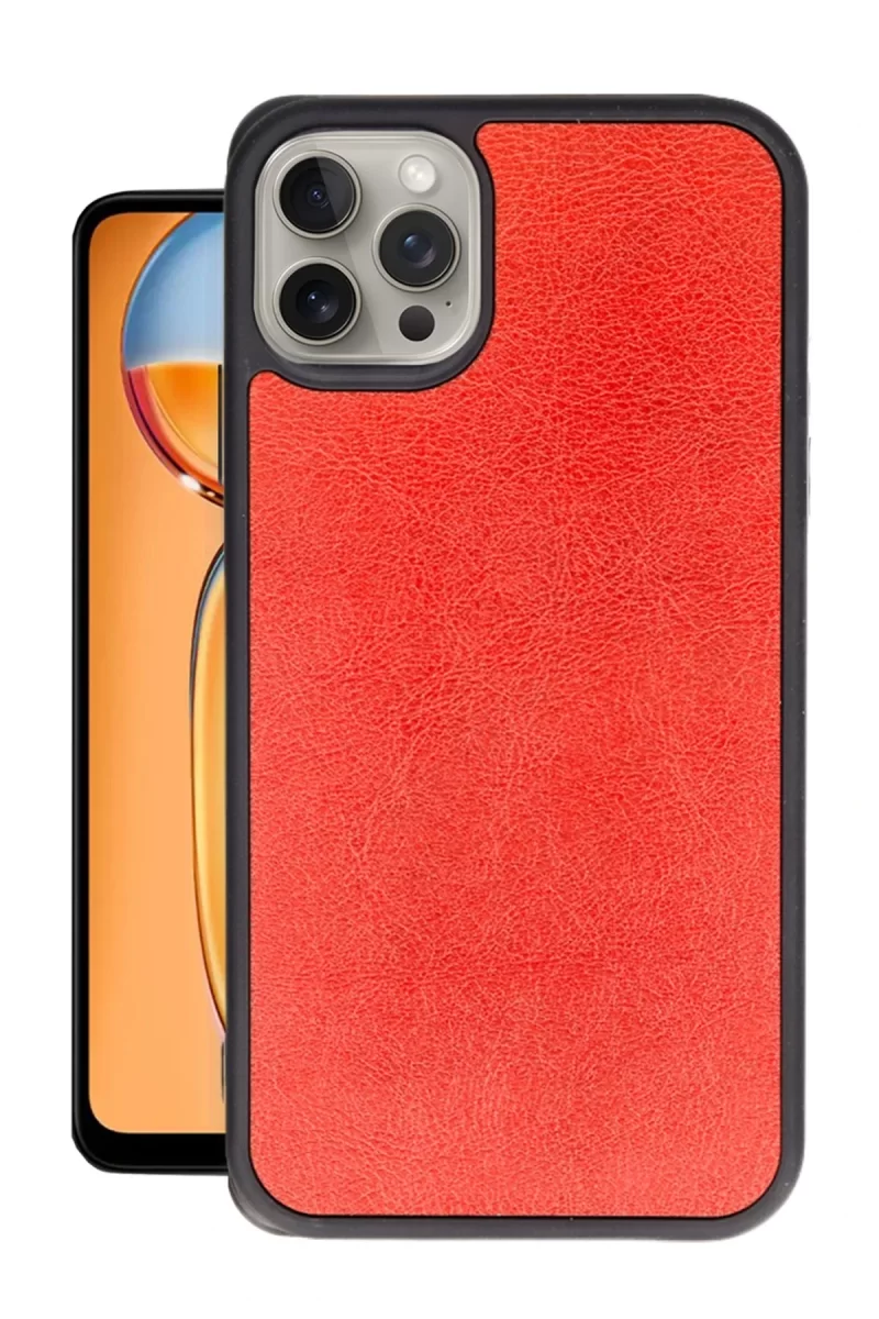 Newface Apple iPhone 15 Pro Kılıf Aras Deri Kapak - Kırmızı
