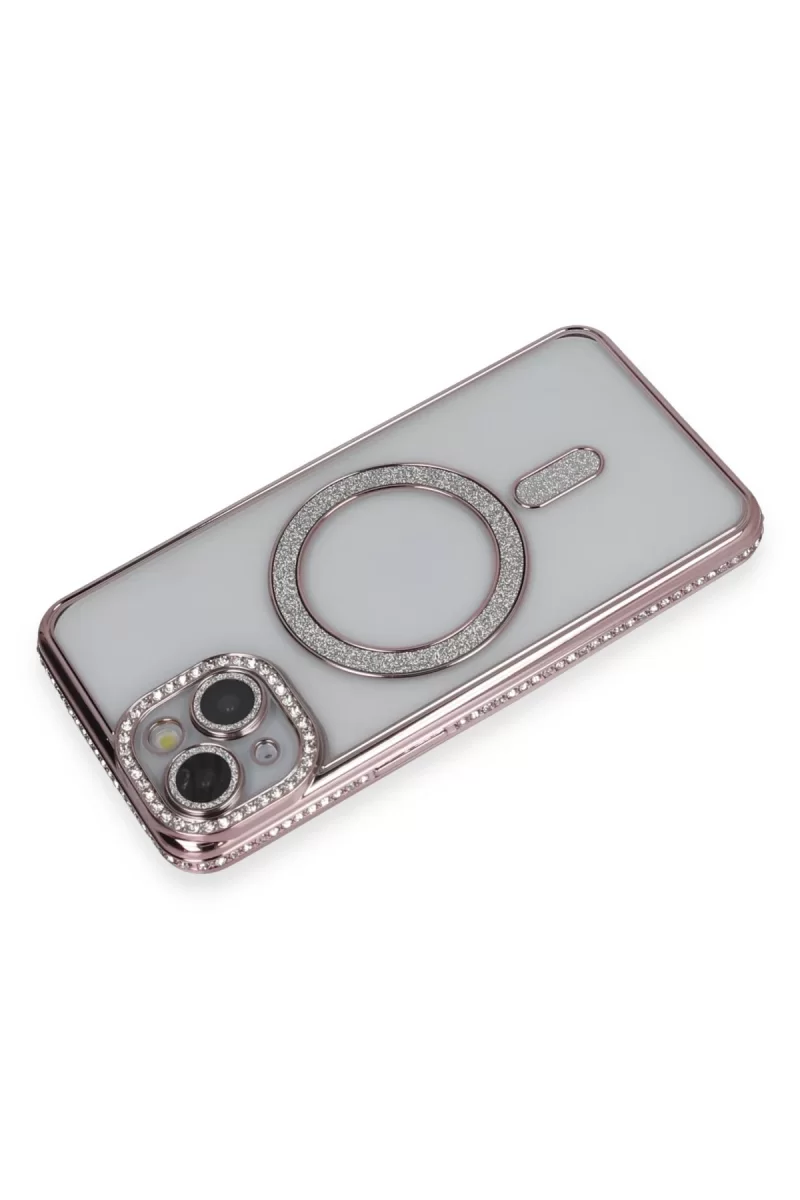Newface Apple iPhone 13 Kılıf Joke Simli Magneticsafe Kılıf - Pembe