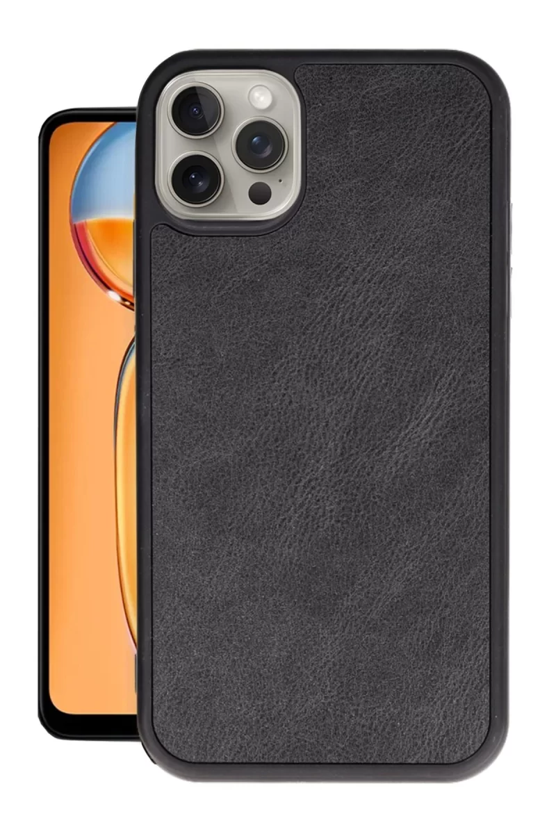 Newface Apple iPhone 15 Pro Max Kılıf Aras Deri Kapak - Siyah