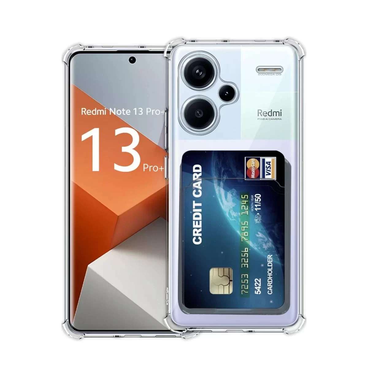 Newface Xiaomi Redmi Note 13 Pro Plus Kılıf Kart Şeffaf Silikon - Şeffaf