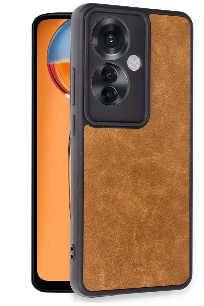 Newface Oppo Reno 11F Kılıf Aras Deri Kapak - Taba