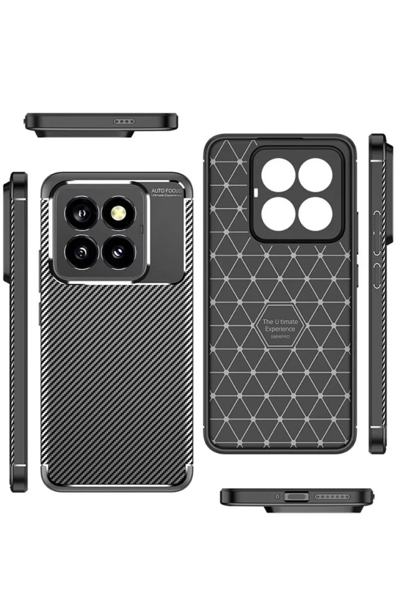 Newface Xiaomi Mi 14T Pro Kılıf Auto Focus Karbon Kapak - Siyah