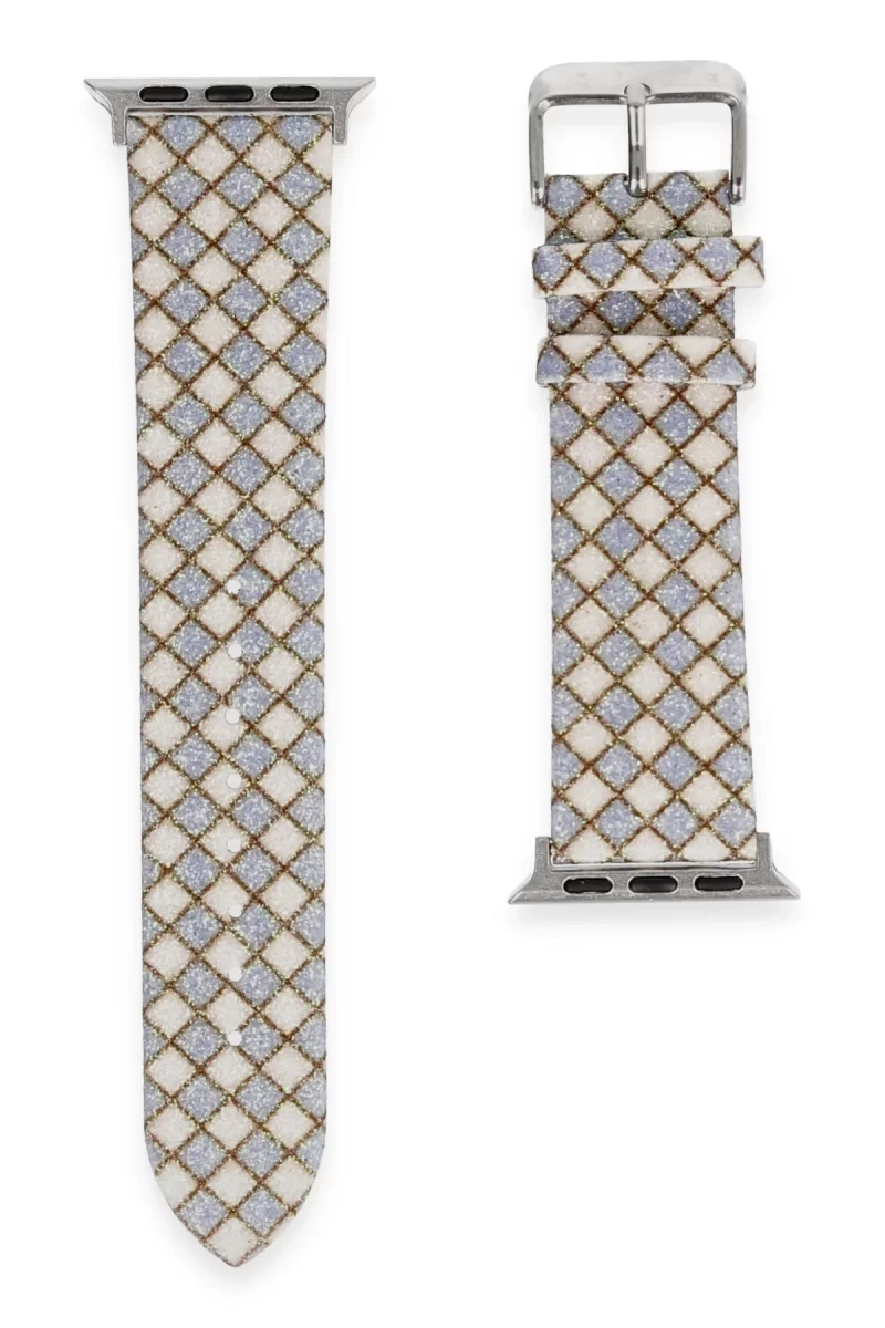 Newface Apple Watch 42mm Karo Motif Kordon - Lila