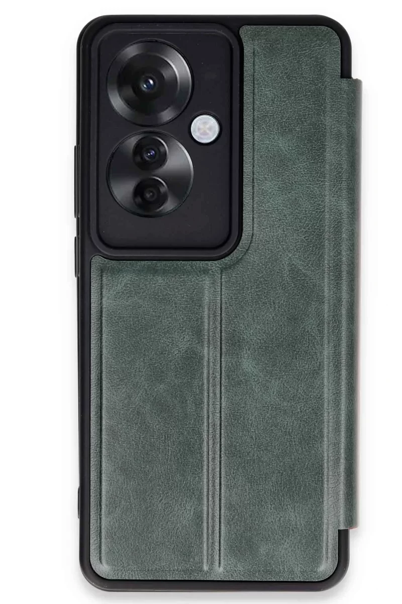 Newface Oppo Reno 11F Kılıf Flip Cover - Koyu Yeşil