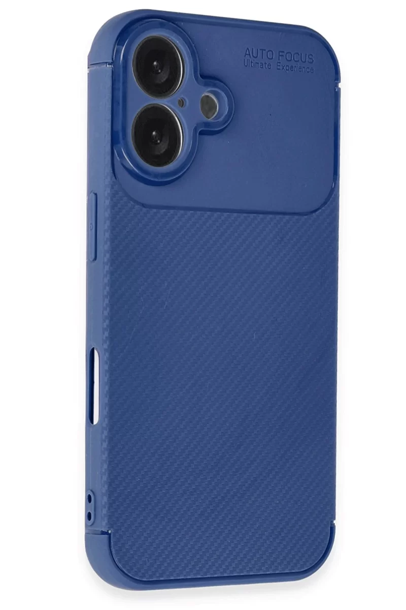 Newface Apple iPhone 16 Kılıf Auto Focus Karbon Kapak - Lacivert