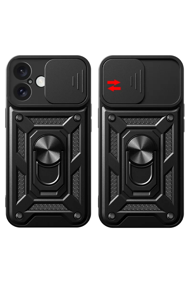 Newface Apple iPhone 16 Kılıf Pars Lens Yüzüklü Silikon - Yeşil