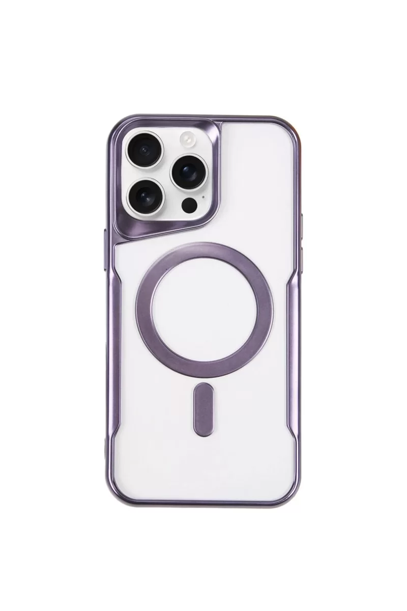 Newface Apple iPhone 11 Pro Max Kılıf Boyi Magsafe Silikon Kapak - Derin Mor