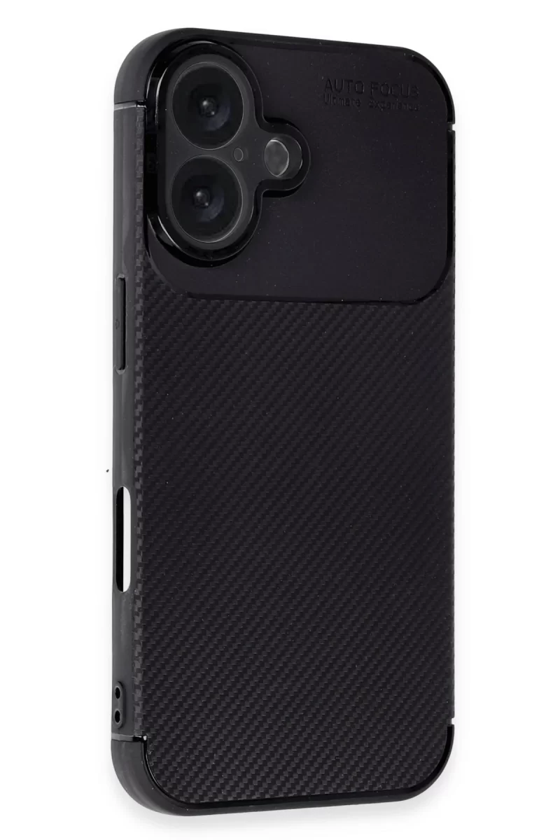 Newface Apple iPhone 16 Plus Kılıf Auto Focus Karbon Kapak - Siyah
