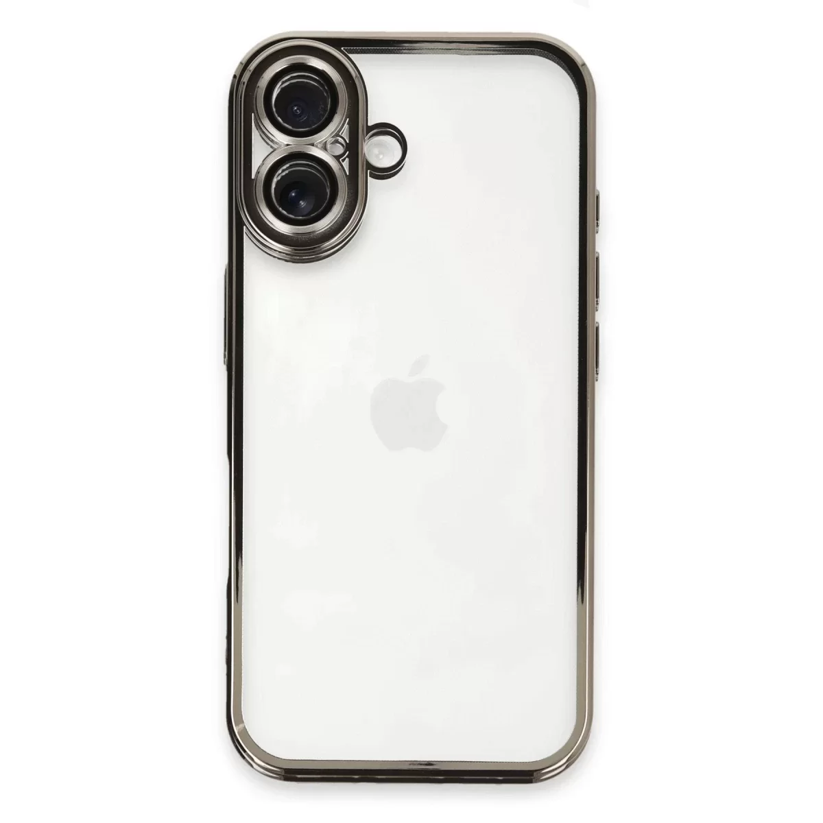 Newface Apple iPhone 16 Kılıf Razer Lensli Silikon - Titanyum Gri