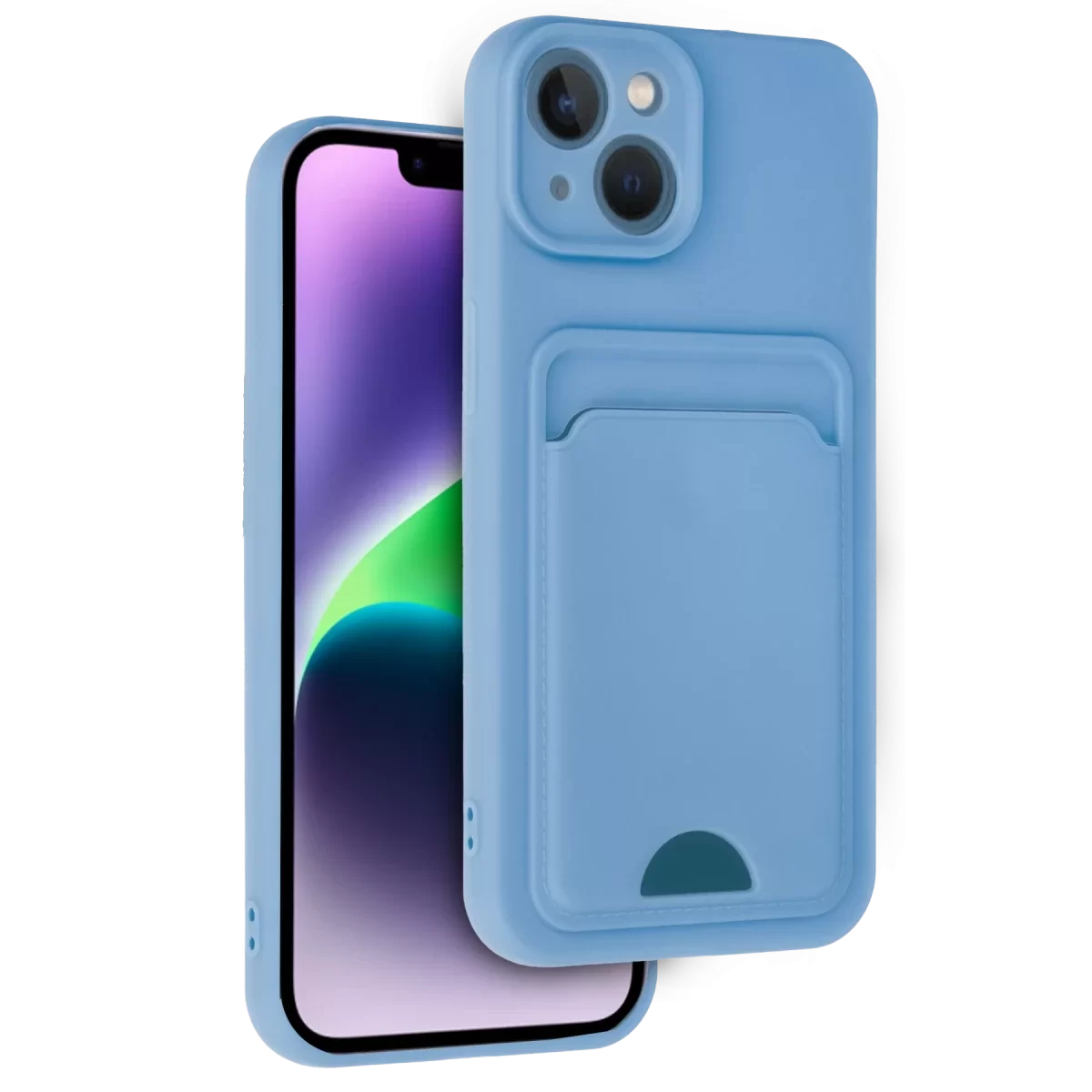 Newface Apple iPhone 14 Kılıf Kelvin Kartvizitli Silikon - Mavi