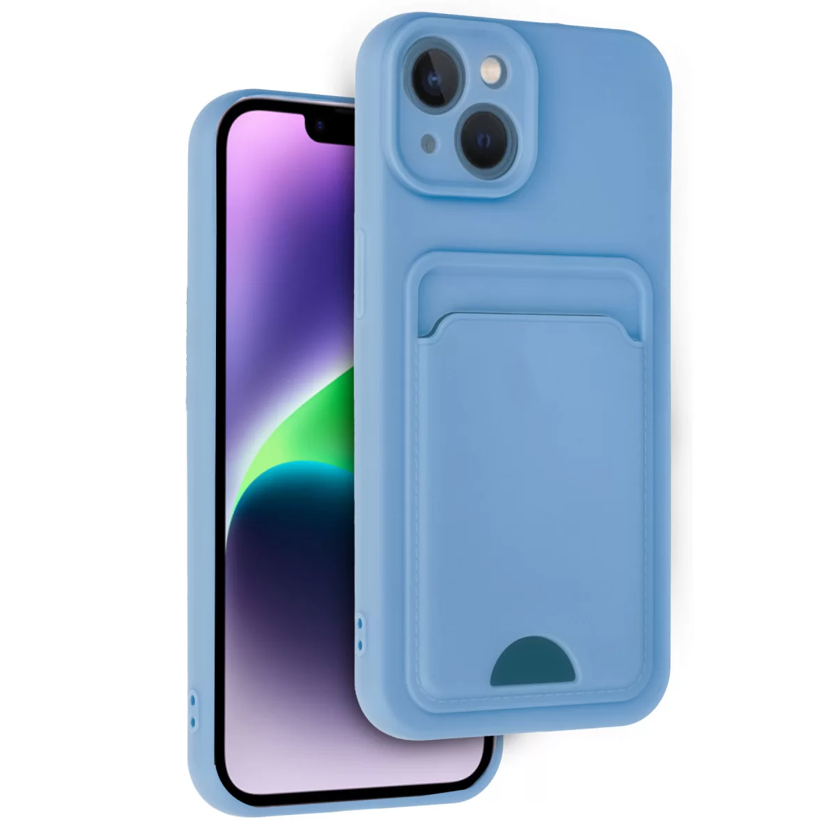 Newface Apple iPhone 14 Kılıf Kelvin Kartvizitli Silikon - Mavi