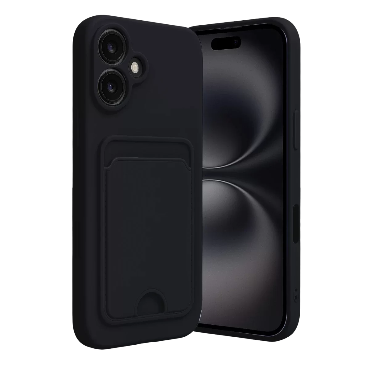 Newface Apple iPhone 16 Kılıf Kelvin Kartvizitli Silikon - Siyah