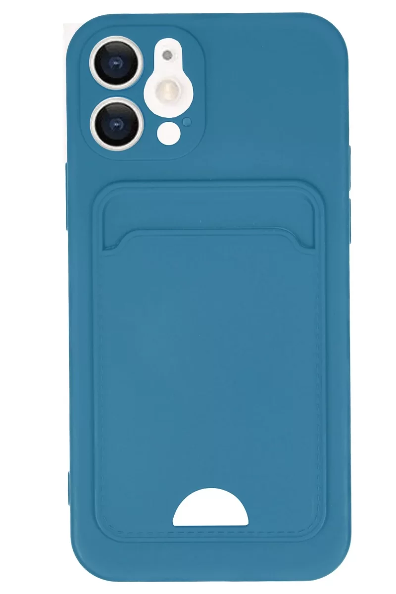 Newface Apple iPhone 12 Kılıf Kelvin Kartvizitli Silikon - Mavi