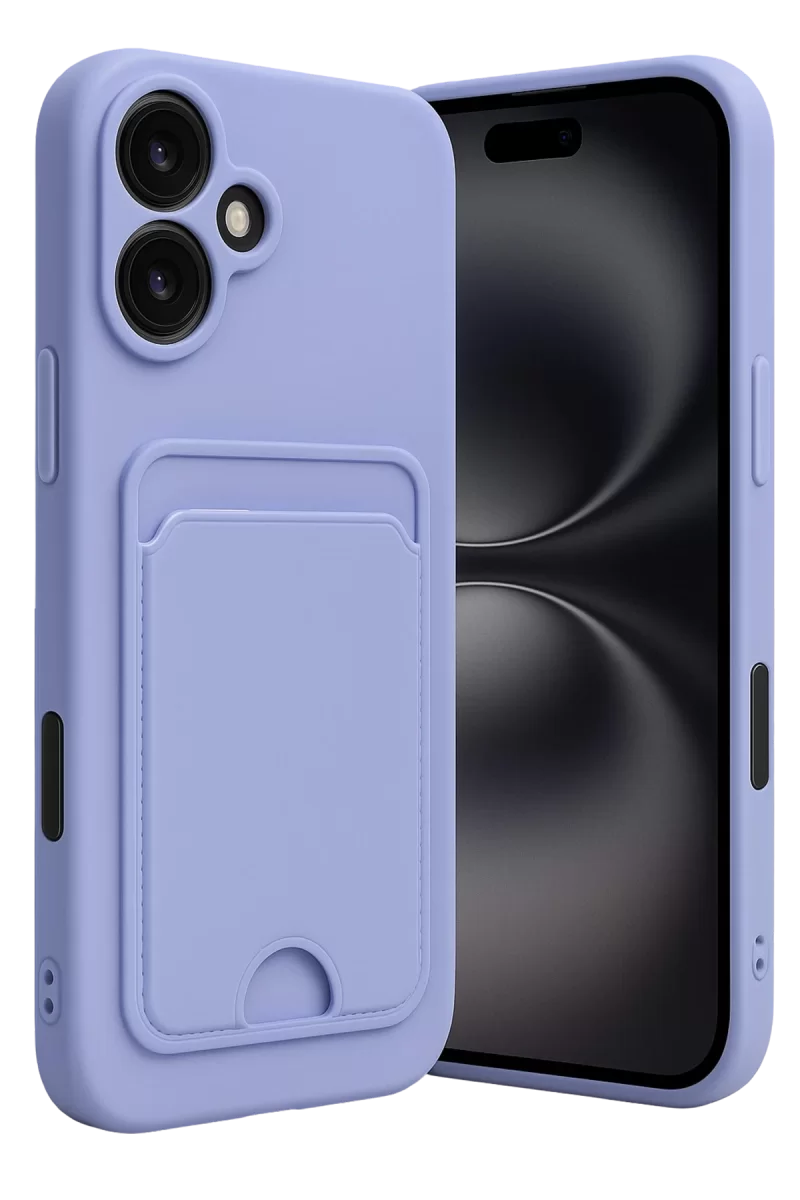 Newface Apple iPhone 16 Kılıf Kelvin Kartvizitli Silikon - Lila