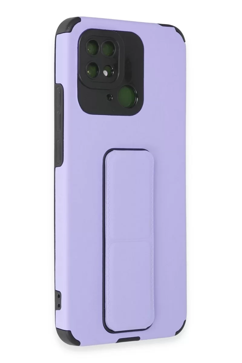 Newface Xiaomi Redmi 10C Kılıf Mega Standlı Silikon - Lila