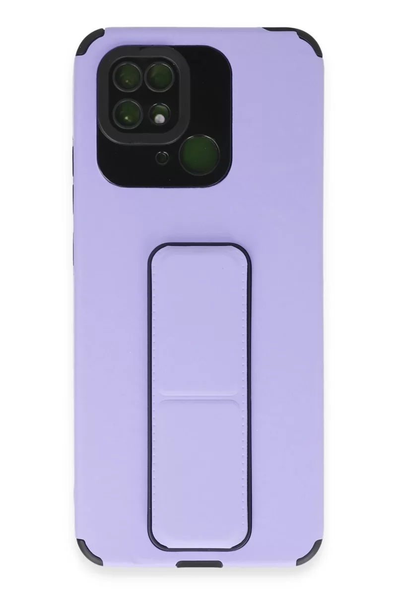 Newface Xiaomi Redmi 10C Kılıf Mega Standlı Silikon - Lila