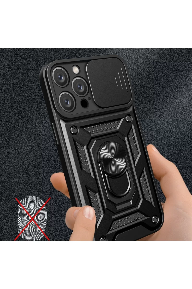 Newface Apple iPhone 16 Pro Max Kılıf Pars Lens Yüzüklü Silikon - Kırmızı