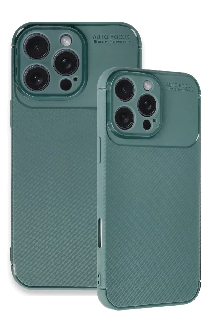 Newface Apple iPhone 16 Pro Max Kılıf Auto Focus Karbon Kapak - Koyu Yeşil