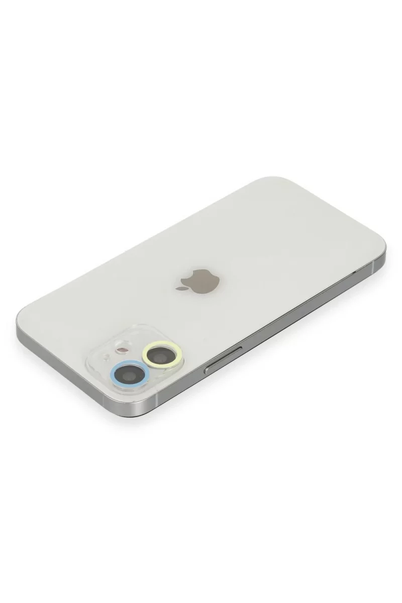 Newface Apple iPhone 12 Renkli Kamera Lens Koruma Cam - Sarı-Mavi