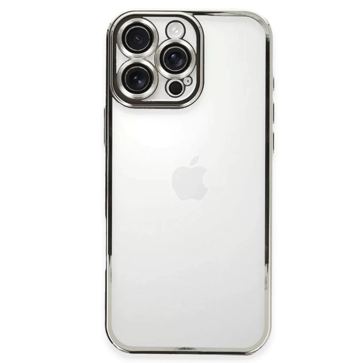 Newface Apple iPhone 16 Pro Kılıf Razer Lensli Silikon - Gümüş