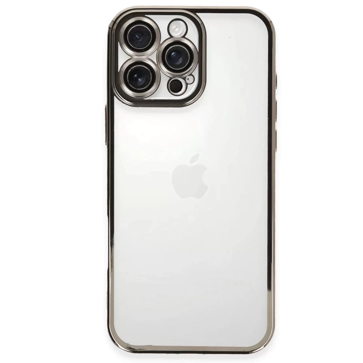Newface Apple iPhone 16 Pro Kılıf Razer Lensli Silikon - Titanyum Gri