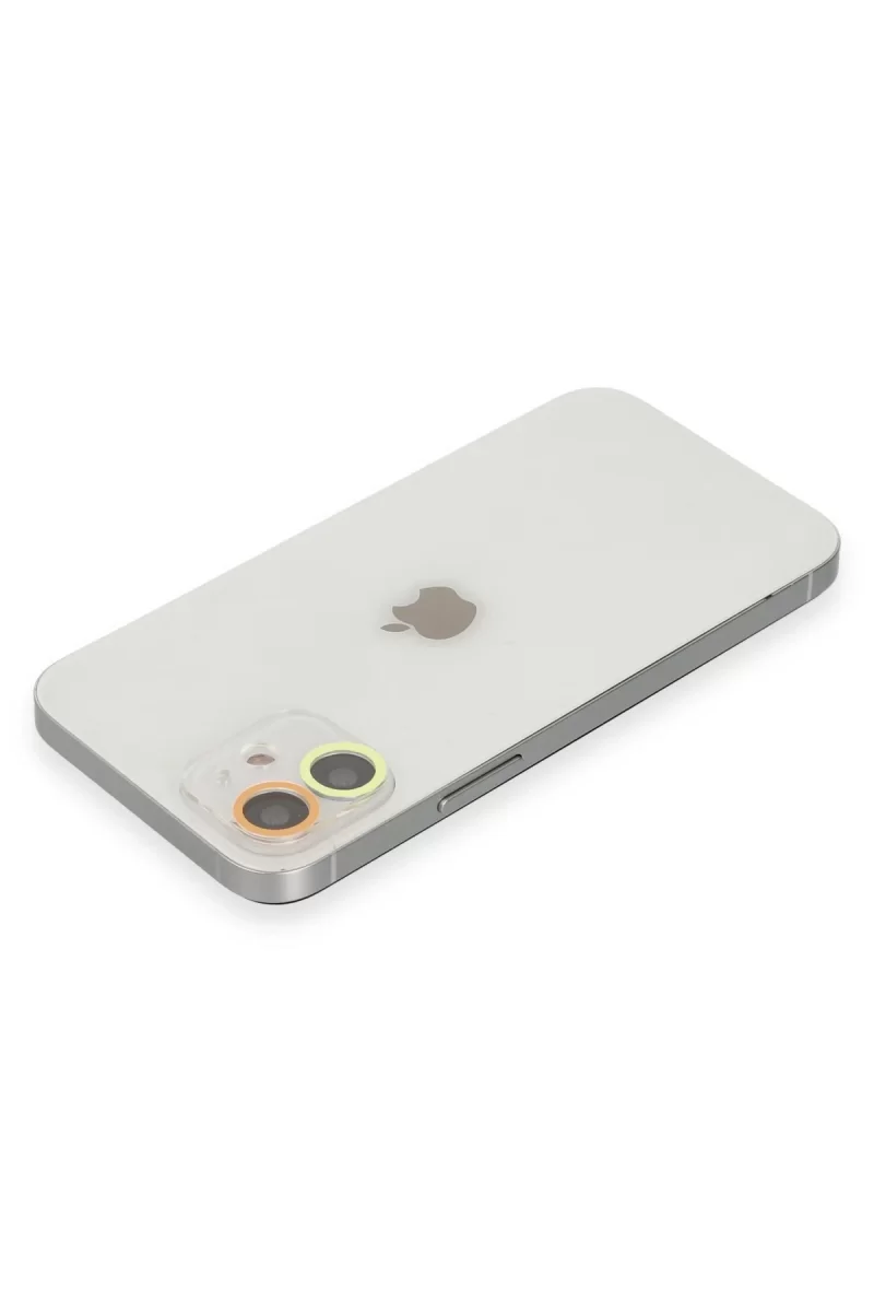 Newface Apple iPhone 12 Mini Renkli Kamera Lens Koruma Cam - Sarı-Turuncu