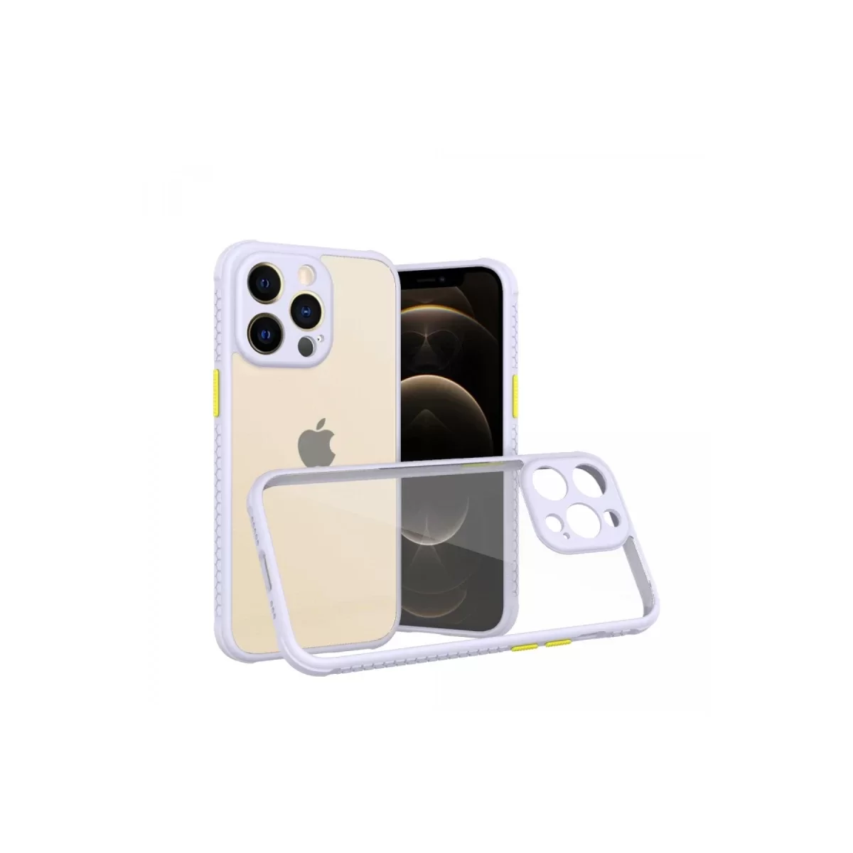 Newface Apple iPhone 13 Pro Kılıf Miami Şeffaf Silikon - Lila