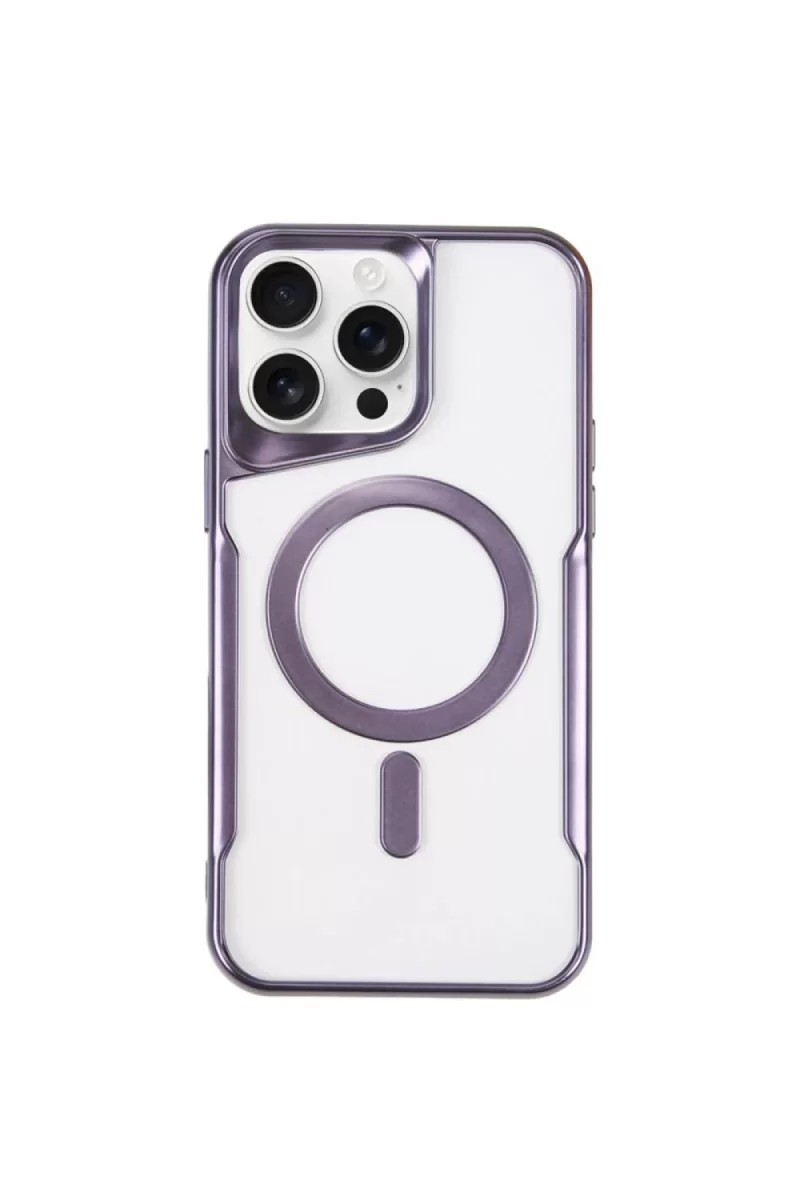 Newface Apple iPhone 14 Pro Kılıf Boyi Magsafe Silikon Kapak - Derin Mor