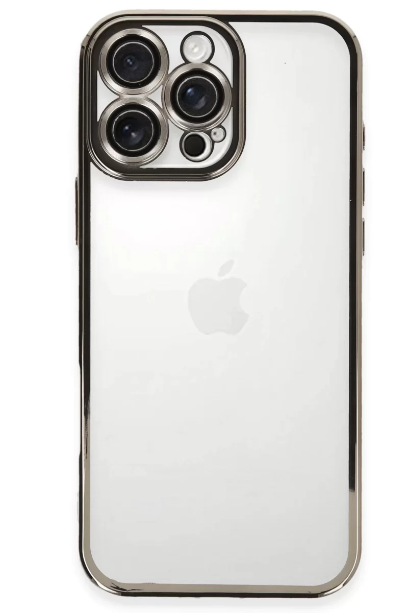 Newface Apple iPhone 16 Pro Max Kılıf Razer Lensli Silikon - Titanyum Gri