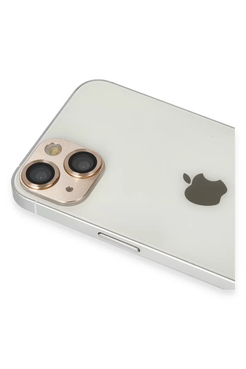 Newface Apple iPhone 13 Pers Alüminyum Kamera Lens - Gold