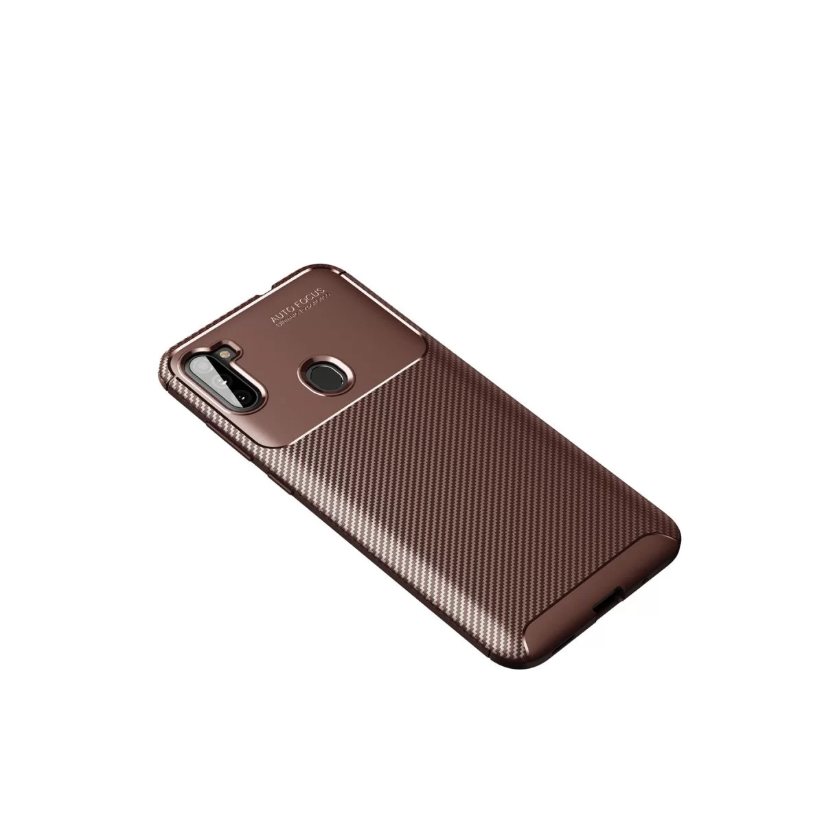 Newface Samsung Galaxy A11 Kılıf Auto Focus Karbon Kapak - Kahverengi