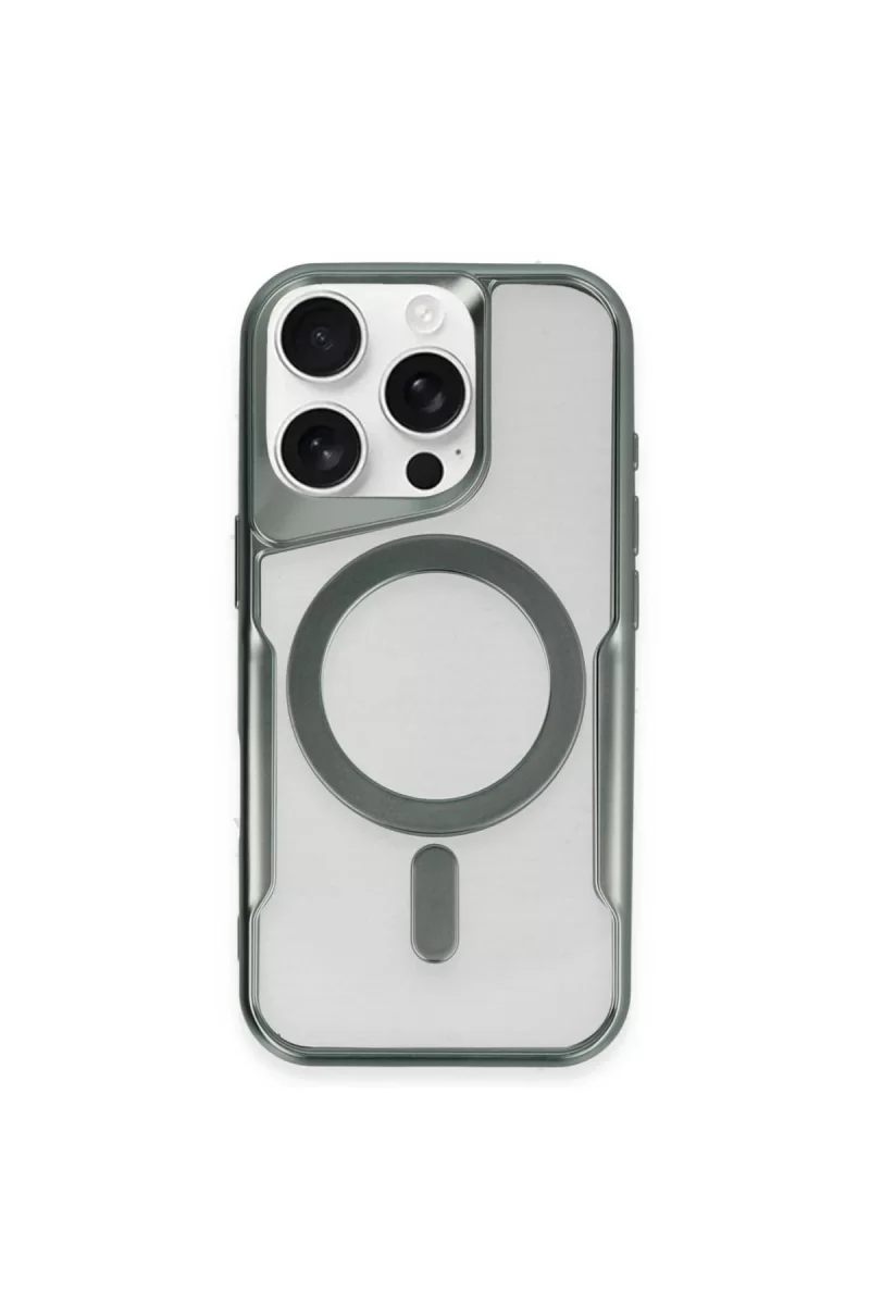 Newface Apple iPhone 14 Pro Kılıf Boyi Magsafe Silikon Kapak - Yeşil