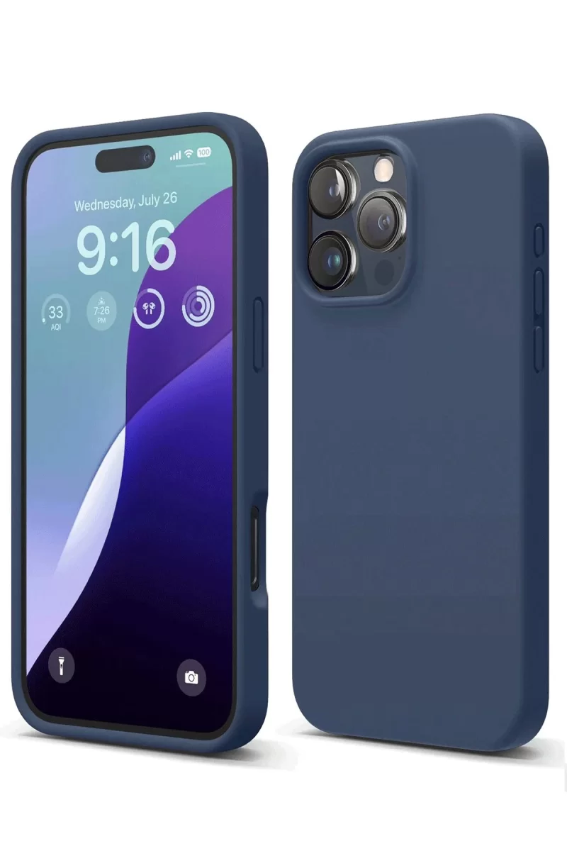 Newface Apple iPhone 16 Pro Kılıf Nano içi Kadife Silikon - Lacivert