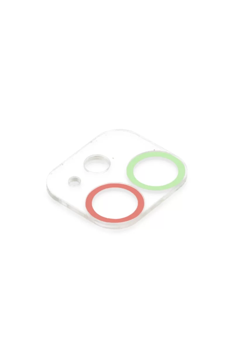 Newface Apple iPhone 12 Mini Renkli Kamera Lens Koruma Cam - Yeşil-Pembe
