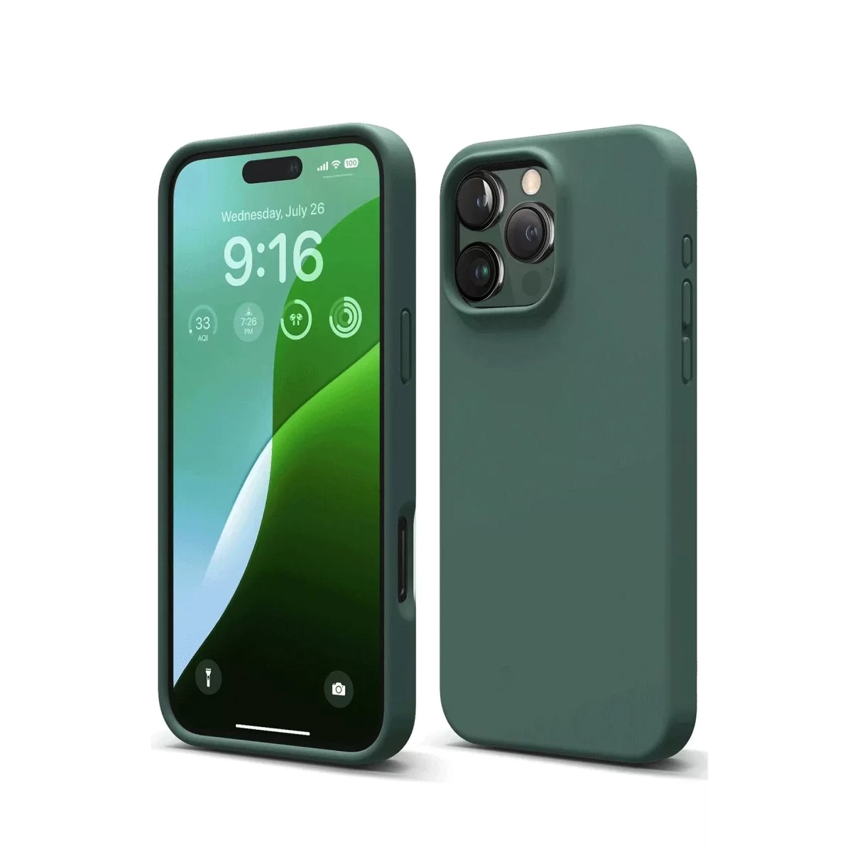 Newface Apple iPhone 16 Pro Kılıf Nano içi Kadife Silikon - Koyu Yeşil