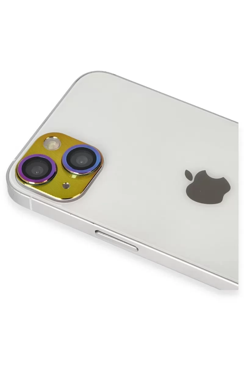Newface Apple iPhone 13 Pers Alüminyum Kamera Lens - Rainbow