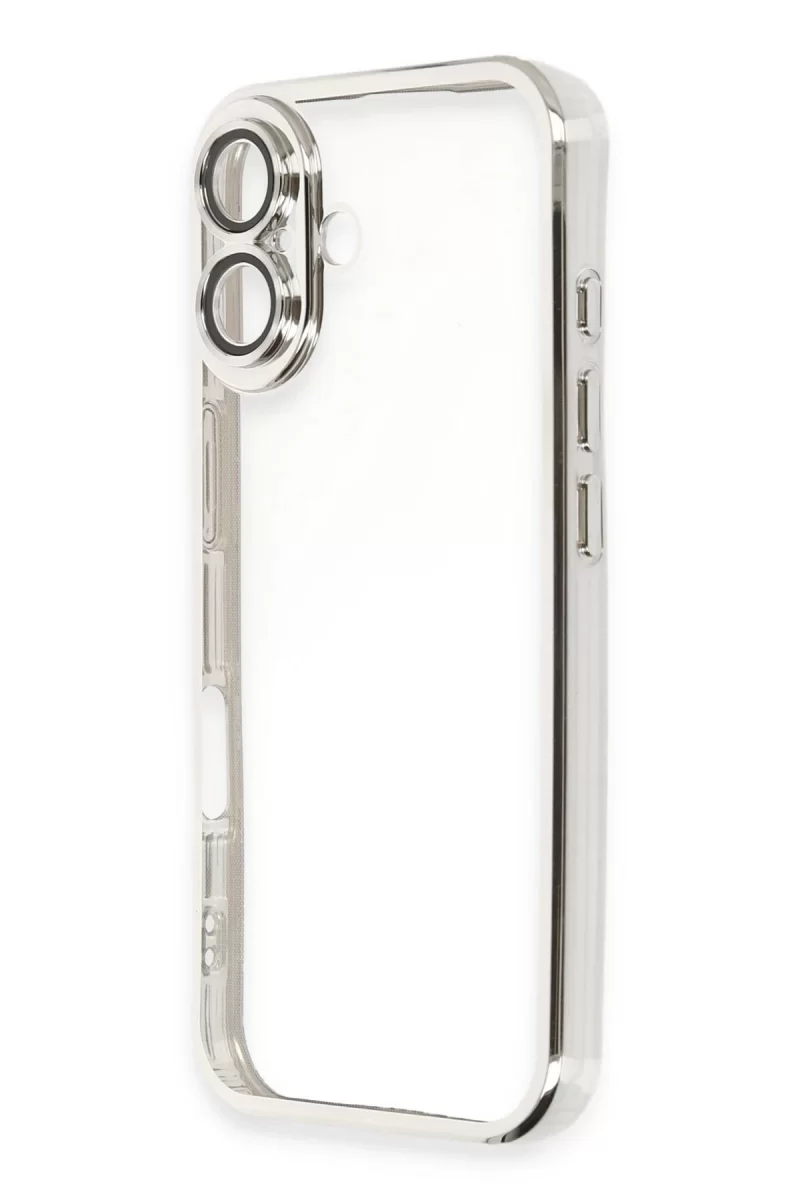 Newface Apple iPhone 16 Plus Kılıf Razer Lensli Silikon - Gümüş