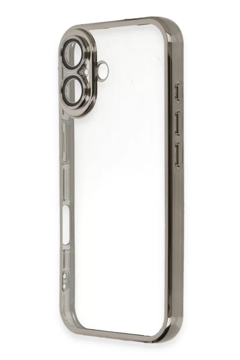 Newface Apple iPhone 16 Plus Kılıf Razer Lensli Silikon - Titanyum Gri
