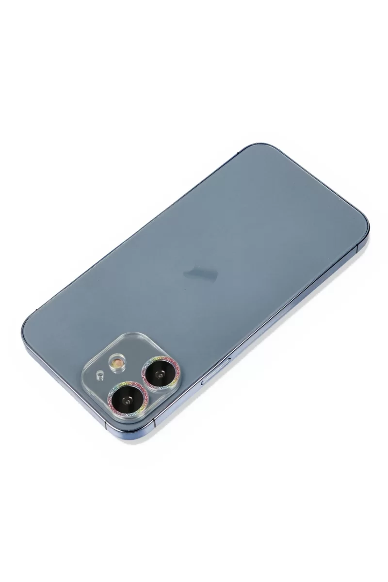 Newface Apple iPhone 12 Mini Shine Kamera Lens Koruma Cam - Rainbow