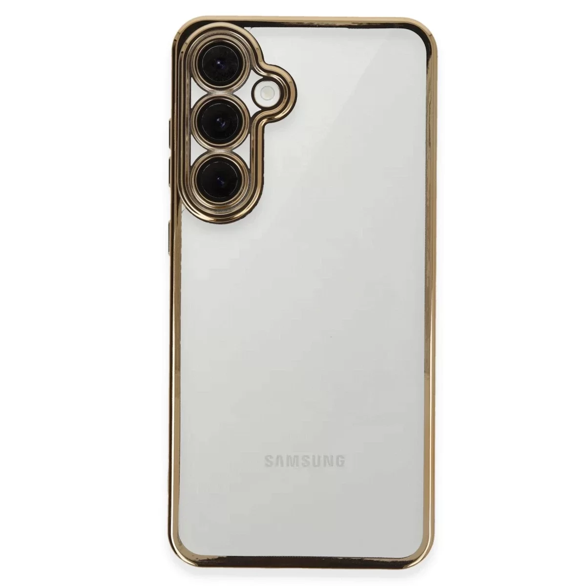 Newface Samsung Galaxy S24 FE Kılıf Razer Lensli Silikon - Gold