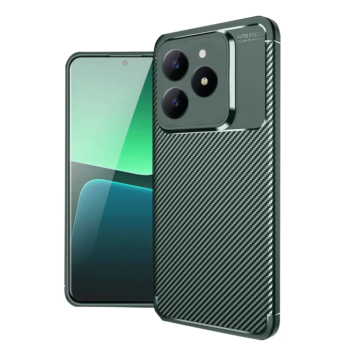 Newface Realme C61 Kılıf Auto Focus Karbon Kapak - Koyu Yeşil
