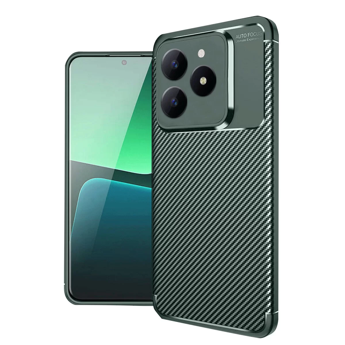 Newface Realme C61 Kılıf Auto Focus Karbon Kapak - Koyu Yeşil